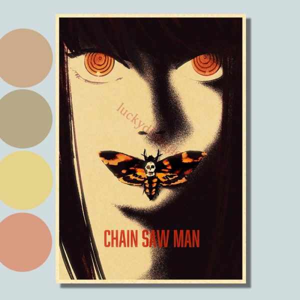 Chainsaw Man Anime Affisch Retro Kraftpapper Vintage Heminredning Målning Vardagsrumsbild Gåva Väggdekaler Caféinredning Konst Vägg 42X30cm(A3) 33
