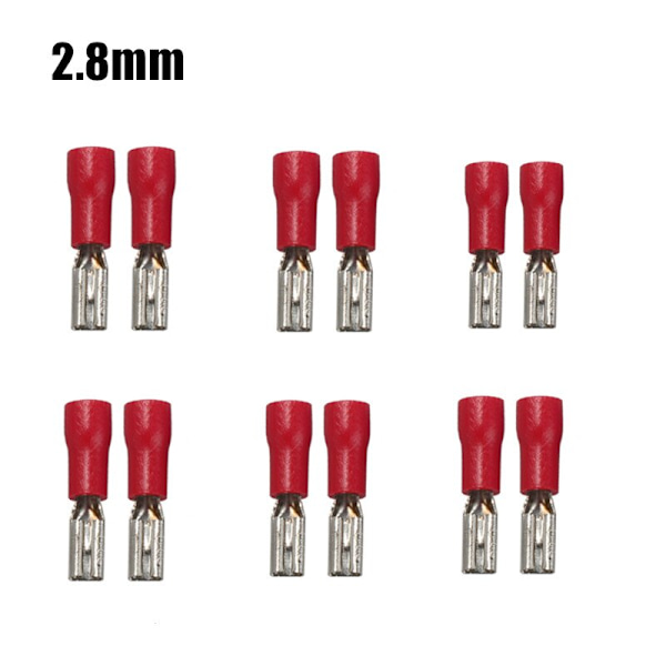 100/50 st 2,8 mm 4,8 mm 6,3 mm Isolerad Tätnings Spade Kabelsko Hona Krympterminaler Elektrisk Krympterminal Set 4.8mm Red 100PCS