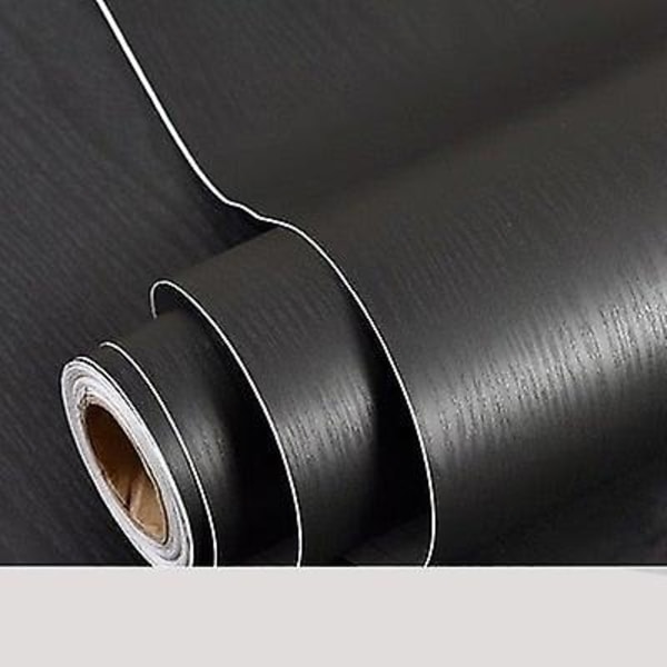 Vanntett Vinyltapet Rull med Tre-design Dekorativt Klistremerke Svart tykt tre 40cm x 1m Black thick wood 40cm x 1m