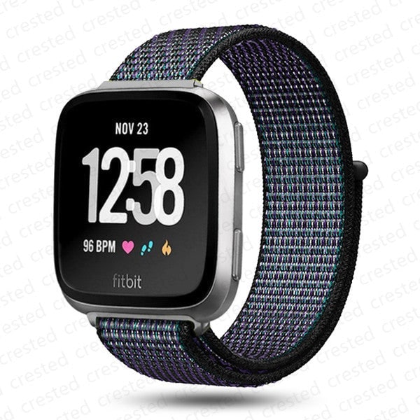 Armband för Fitbit Versa 2 band correa Smartklocka ersättningsarmband Nylon Loop Armband correa Fitbit Versa 2/Fitbit Libe band Overseas Hyper Grape