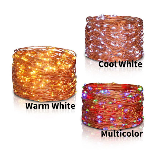 10M 20M LED Ljusslinga Koppartråd Fjärrkontroll USB Batteridriven Girlang Jul Fe Ljus LED För Högtid Bröllop Fest Heminredning Multicolor USB 10M 100led