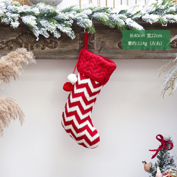 Uudet joulukoristeet Neulotut joulusukat Villalankasukat Punavalkoinen Hirvi Lahjakassi Lasten Lahjakassi Christmas knitted small tree socks