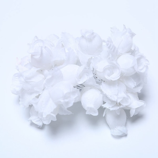 12 stk Mini Kunstig Blomst Silke Rose Blomsterbukett for Bryllupsfest Hjemmedekorasjon DIY Krans Scrapbook tilbehør White green