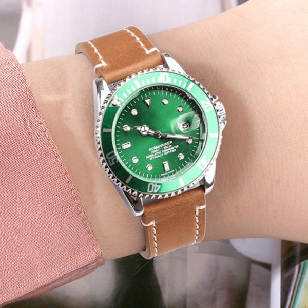 Ægte Læder Urremme 18mm 20mm 22mm 24mm Sort Mørkebrun Dame Herre Urrem Rem Bælte Med Spænde Green Silver Clasp 24mm