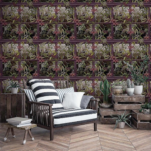 Outside In Tropical Window Tapet Plomme Holden 13141