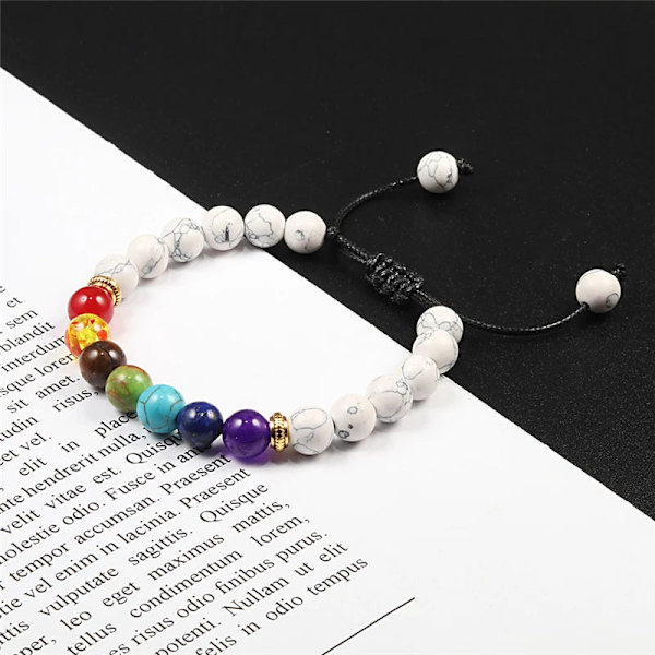 7 Chakra Armband Herr Svart Lava Tigeröga Stenar Helande Balans Pärlor Reiki Buddha Bön Naturlig Sten Yoga Armband Armringar Purple Elastic
