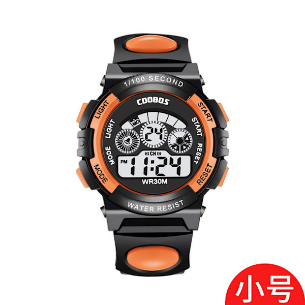 Kubaoshi Barnklocka Multifunktionell Färgglad Vattentät Elektronisk Studentklocka 0119 Orange Small size