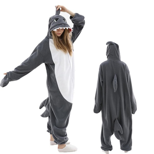 Pyjamas Tecknad Heldräkt Pijama Dam Herr Kostym Onesies För Vuxna Fleece Par Tvättbjörn shark onesie 4 M Fit 158cm-168cm