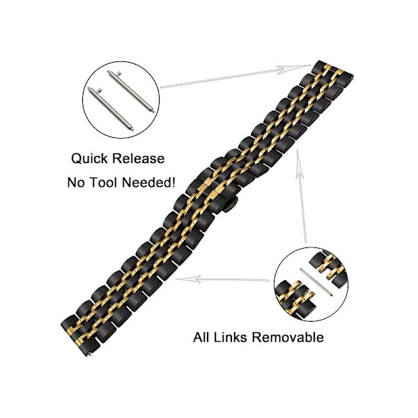 Håndleddsreim for HUAWEI WATCH GT 2 Pro gt2pro Metall rustfritt stål Reim Armbånd For HUAWEI gt2 pro Klokkereim Tilbehør Black 2 For HUAWEI GT2 Pro