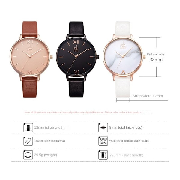 Moderigtigt Simpelt Casual Dame Quartz Ur Bælte Stil Dame Vandtæt Dameur K0039 Brown