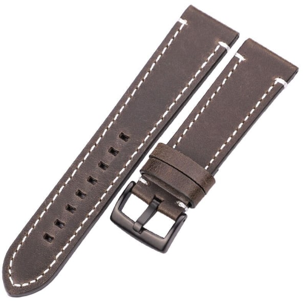 Klockarmband i äkta läder 18 mm 20 mm 22 mm 24 mm Svart Mörkbrun Kvinnor Män Watch Bälte med spänne Brown black clasp 24mm