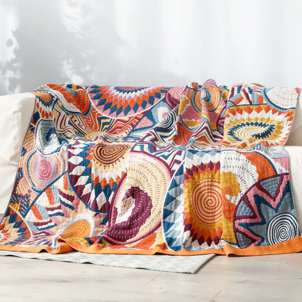 Gles Bomull Handduk Täcke Lakan Dubbelt Täcke Modernt Sommartäcke Tunt Avsnitt Sommar Luftkonditionering Filt Colorful World towel blanket 200cmx230cm