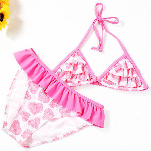 Badedrakt Barne Bikini Jenter Delt Trekant Barn Badedrakt Pink 6 Year116CM