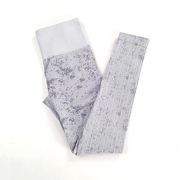 Yoga Sæt Langærmet Cropped Top T-Shirt Leggings Træningsdragt Til Kvinder Gray Leggings M