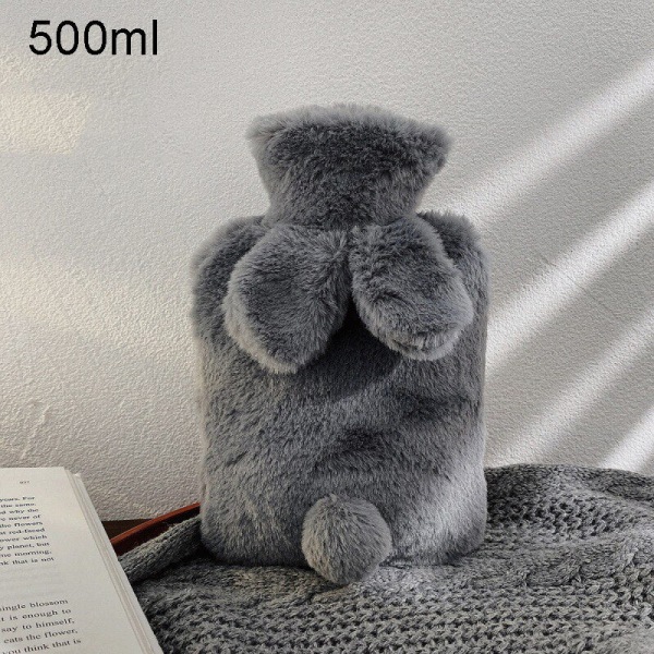 300/500/800ml Varmvattenflaska Mjukt Överdrag Kaninform Söt Varmvattenpåse Håller Värmen på Vintern Bärbar Handvärmare Light Gray-300ml