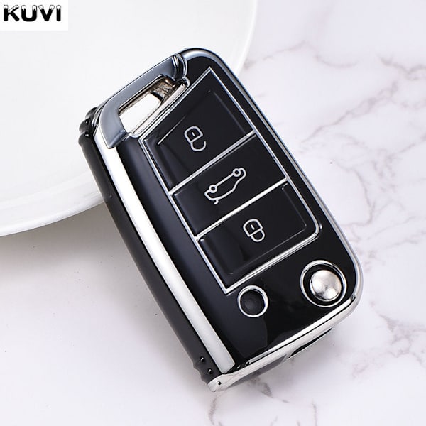 TPU Auton Avaimen Kotelo Suojus Avaimenperä Polo Tiguan Passat B5 B6 B7 Golf MK Jetta Skoda Kodiaq Superb Octavia Seat Jne C style White