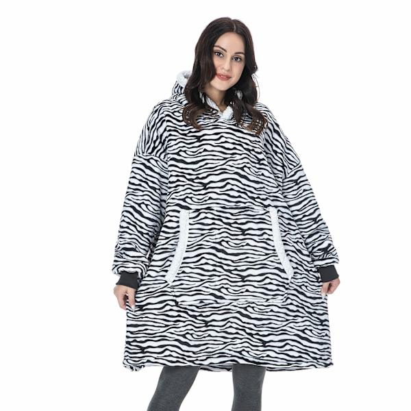 Oversized Hættetrøjer Sweatshirt Kvinder Vinter Hættetrøjer Fleece Kæmpe TV Tæppe Med Ærmer Pullover Oversize Dame Hættetrøje Sweatshirts Zebra One Size