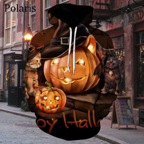 Halloween-huppari, pitkähihainen fleecepusero, kurpitsalyhty, kauhubat, naiset, miehet, lapset, lahjat Halloween-1 M