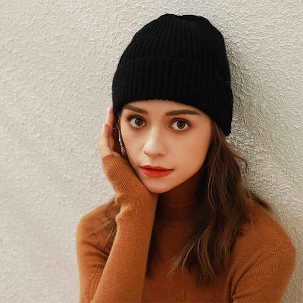 Enfärgad Stickad Mössa Barn Höst och Vinter Ny Koreansk Stickad Mössa Studenter All-Match Kupol Ullmössa Beanie Mössa Trend Caramel mocha Average size