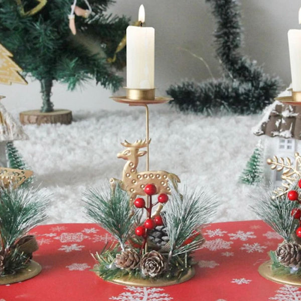God Jul Hantverk Ljusstake Gyllene Ljusstaks Ornament Julbordsdekoration Julklapp 2023 Gott Nytt År 2024 1pcs2