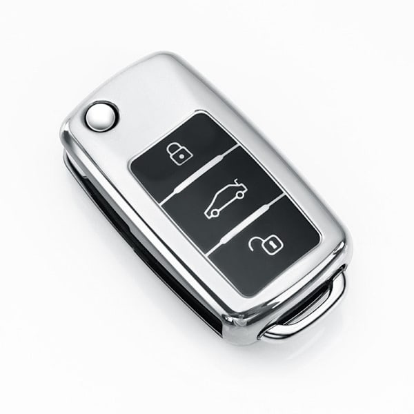 Auto TPU Bilnyckelfodral för Polo Tiguan Passat B5 B6 B7 Golf 4 5 6 MK6 Jetta Lavida för Skoda Octavia silver
