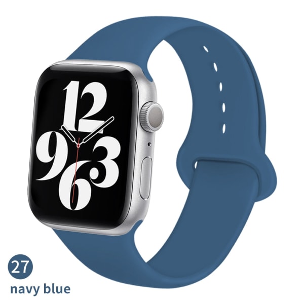 Silikonrem för Apple Watch -band 6 44mm 42mm 40mm 38mm Smart armband av gummi iWatch-band för Series 6 SE 5 4 3 2 se Midnight blue 42MM or 44MM ML