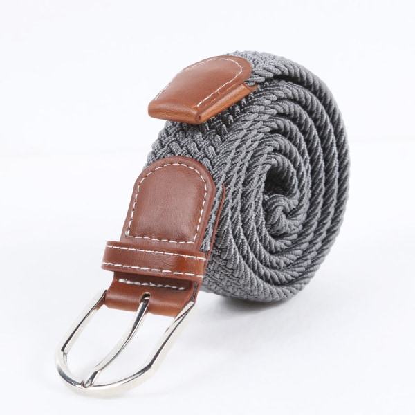 Herr Casual Stretch Vävt Läderbälte Unga Studenter Vävt Canvas Spänne Elastiskt Midjeband Gray 135cm