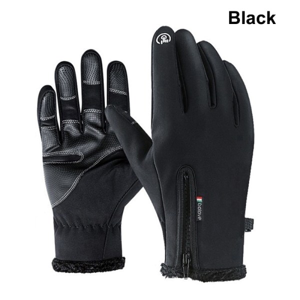 Vinterhandskar Herr Touchscreen Halkfria Unisex Vattentäta Vindtäta Varma Cykelhandskar Mode Dragkedja Sporthandskar Style2-Grey S