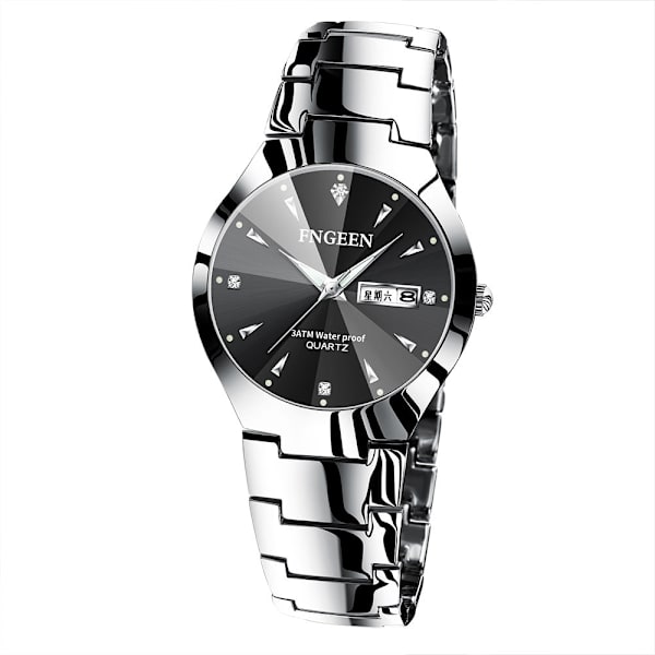 Koreansk Stil Enkel Mode Volframstål Färg Damklocka Studentklocka Herrklocka Damklocka Par Vattentät Ultratunn Herr Quartz Klocka [Men's] white steel-black surface