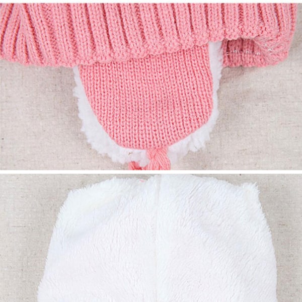 Unisex Barn Tecknad Björn Randiga Mössor och Halsduk Baby Mössa Set Flicka Pojke Mössa Halsduk Set Barn Vinter Öronmuffar Mössa Halsduk Varmt Set Red Hat Girth 46-50cm