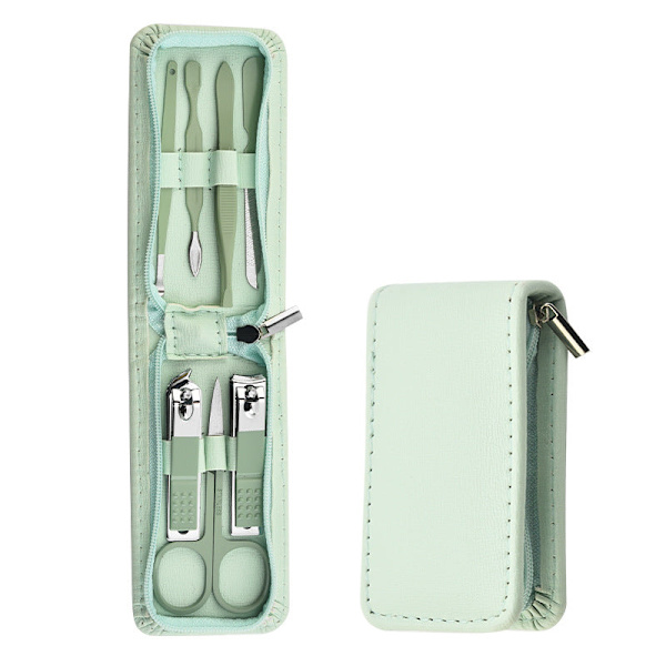 Manikyrset i rostfritt stål Nagelklippare Nagelkonst Pedikyrsax Verktyg Dragkedja 22 Delars Set Fingernagelvårdskit Green 10-piece set