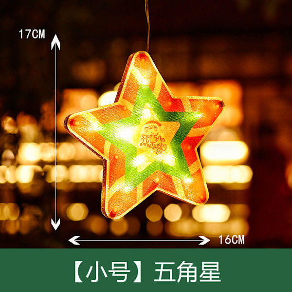 Fönsterdekorationer Hängande Lampor Jul Dekorativa Lampor Skyltfönster Butik Led Sugproppslampa Små Färgade Lampor Small five-pointed star