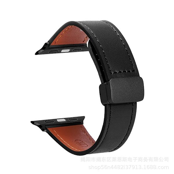 Urrem til Apple Watch iWatch Anvendelig størrelse 42-44-45-46-49mm PG-sort-sort spænde Ai-shi magnetisk foldespænde