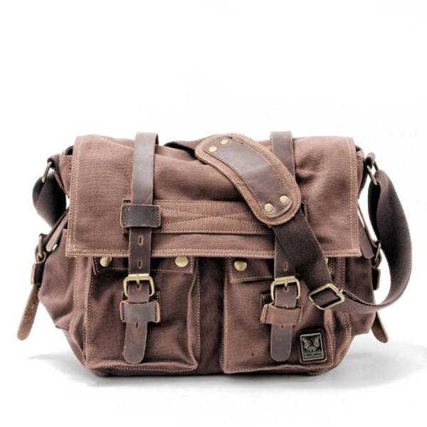 Canvas Läder Herr Messenger Väskor I AM LEGEND Will Smith Stor Axelremsväska Herr Laptop Portfölj Resehandväska Deep coffee