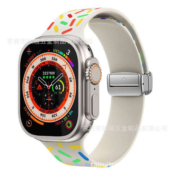 Klockarmband för Apple Watch iWatch 38/40/41mm Stjärnljus Sport Regnbåge Silverspänne