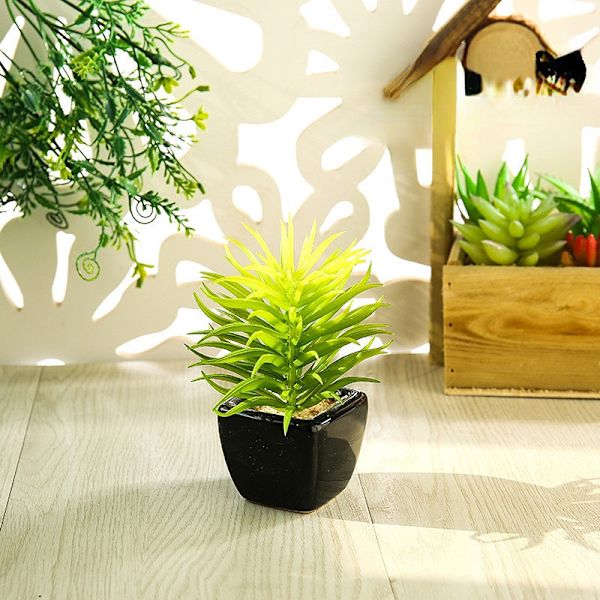 Mini Kunstig Sukkulent Plante Bonsai (Pot Inkluderet) Kreativ Dekoration Kunstig Blomst Yiwu Kunstig Plante Buddha lotus Green red core