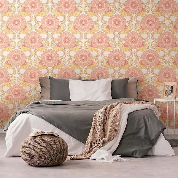AS Creation 70'er Retro Blomstret Orange Tapet