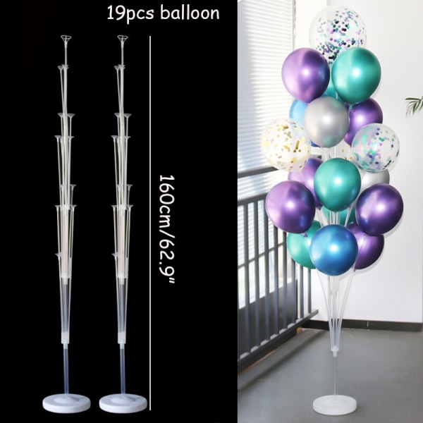 7/11/19 Rörballonghållare Ballonger Stativ Kolumn Konfettiballong Barnfödelsedagsfest Baby shower Bröllopsdekorationstillbehör 2set 19tube stand