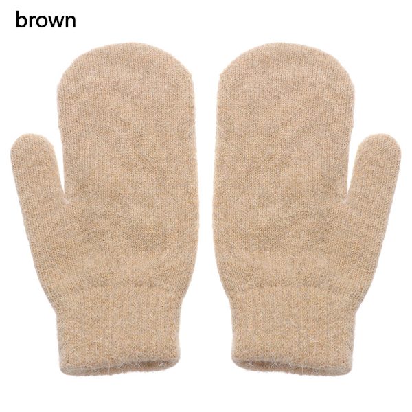 Nye Doble Kaninhårhansker Dame Vinter Koreansk Versjon Ensfarget Alle Fingre Vinter Damehansker Jentevotter Brown One Size