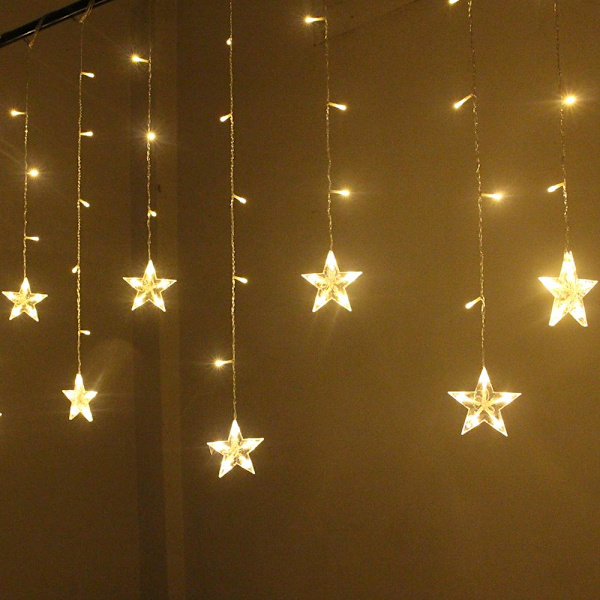 2M Stjerne Fe Lys Jule Stjerne Lyskæde Guirlande Led Gardiner Bryllup/Hjem/Fest/Have/Fødselsdag Dekoration Belysning Multicolor 2M 90LEDs