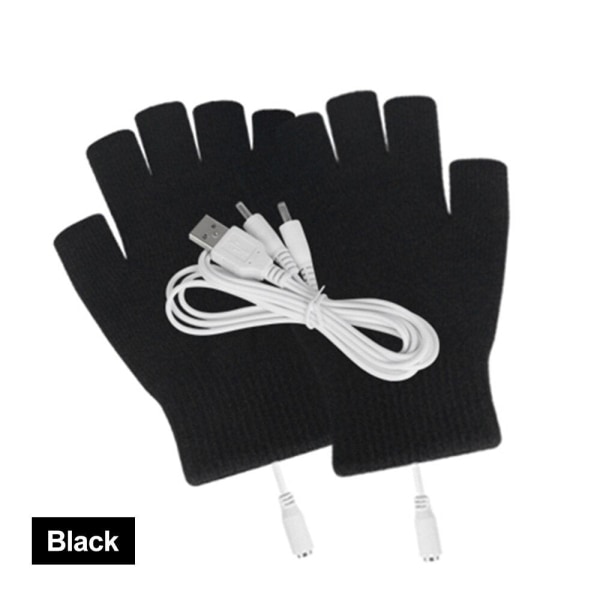 USB uppvärmda handskar Thermal handvärmare Elvärmehandske för inomhuskontorscykel Cykelhandske Säkerhet 5V Pure Black 5V