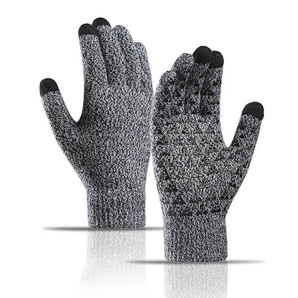 Varm Vintermössa Halsduk Handskar Set Unisex Varm Stickad Mössa Halsvärmare Handskar för Män Kvinnor -B5 Gloves black white