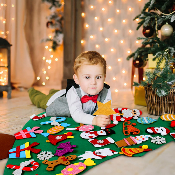 DIY Filt Juletre God Jul Dekorasjon til Hjemmet Navidad Nyttårsgaver 2023 Julepynt Julenissen Juletre 3