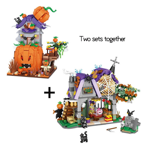 Luova MINI Halloween Talo Tiilet Setit Kaupunki Kurpitsamaja Juhlakoriste Rakennuspalikka Lasten Lelut Halloween Lahjat 762pcs no box
