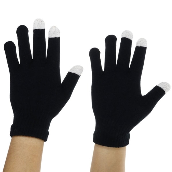 1 par USB uppvärmda handskar för män Kvinnor Stickning Värmevantar Handskar med pekskärm Vindtät Cykling Utomhus 87HB Black
