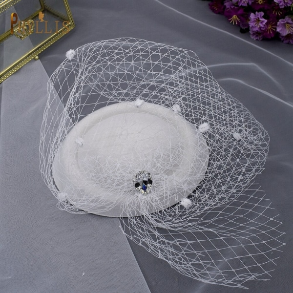JM10 Fuglebur Slør Svart Slør Hodebånd Bryllup Fascinator Ansiktslør Sjarmerende Bryllupsslør Hatter Nettmaske Bryllupstilbehør JM10-W