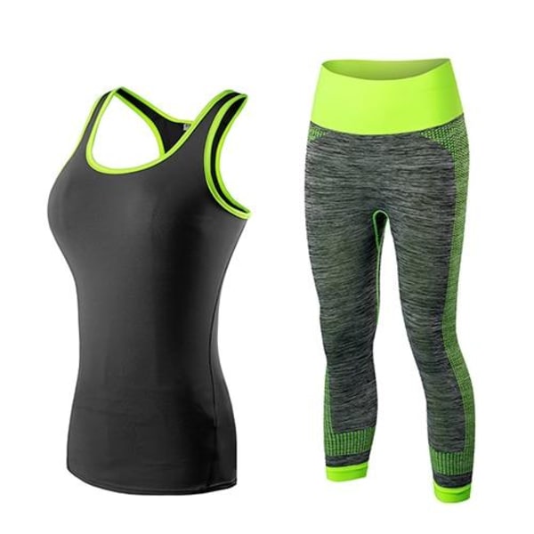 Set Sport Löpning Gym Set Kläder träning fitness kvinnor 2001green5081green L