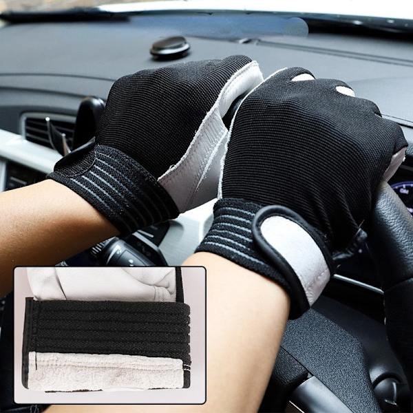 Arbetshandskar läder arbetare svetsning säkerhetsskydd trädgård sport motorcykel förare slitstarka handskar white  2 XL
