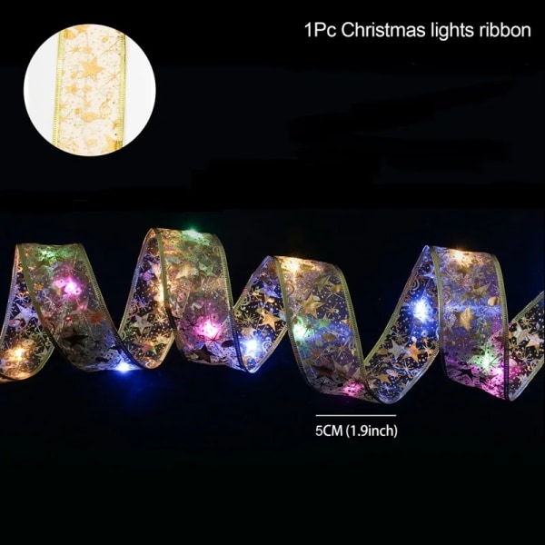 Julebånd Lyslenke God Jul Dekorasjoner Til Hjemmet 2023 Julepynt Xmas Navidad Gaver Nyttår 2024 Silver color light 10M 100LED