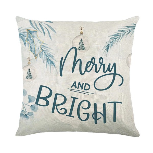 Merry Christmas Kuddfodral 45x45cm Prydnadskudde Vinter Juldekorationer för Hem Träd Hjort Soffa Kuddfodral 25